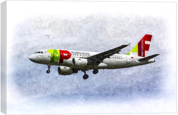 Air Portugal Airbus A319 Art Canvas Print by David Pyatt