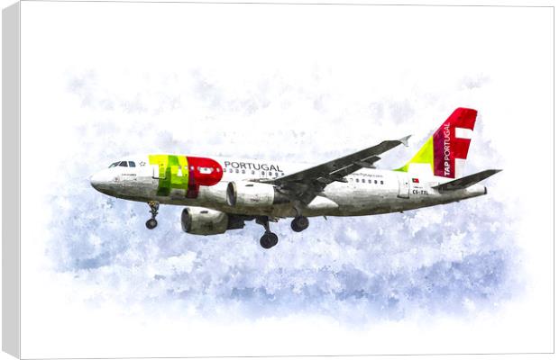Air Portugal Airbus A319 Art Canvas Print by David Pyatt