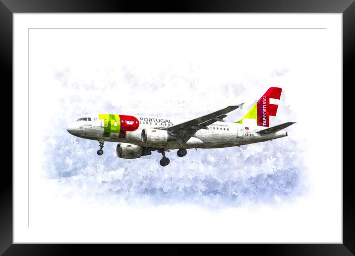 Air Portugal Airbus A319 Art Framed Mounted Print by David Pyatt