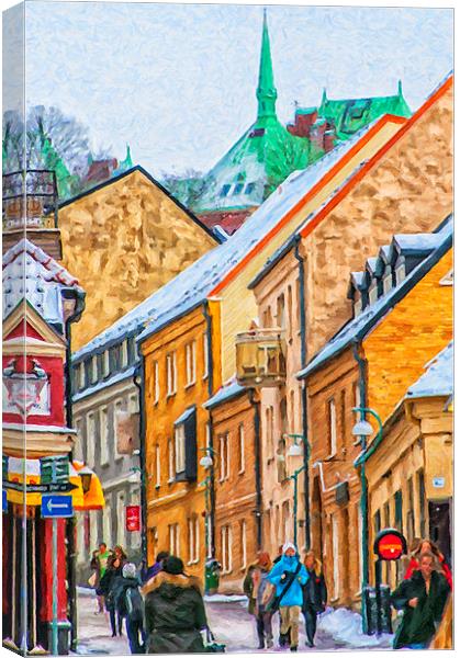 Helsingborg Narrow Street Painting Canvas Print by Antony McAulay