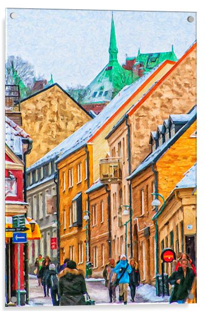 Helsingborg Narrow Street Painting Acrylic by Antony McAulay
