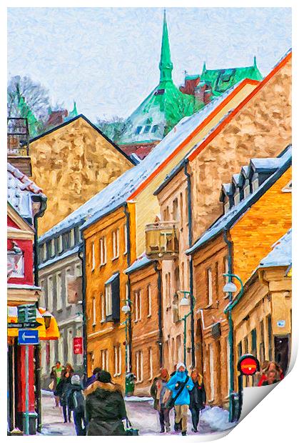 Helsingborg Narrow Street Painting Print by Antony McAulay