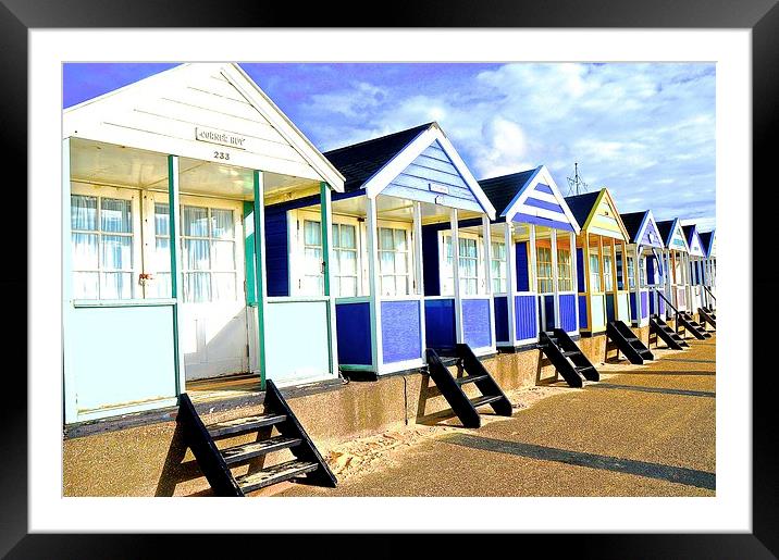  Southwold bright beach huts Framed Mounted Print by Sue Bottomley