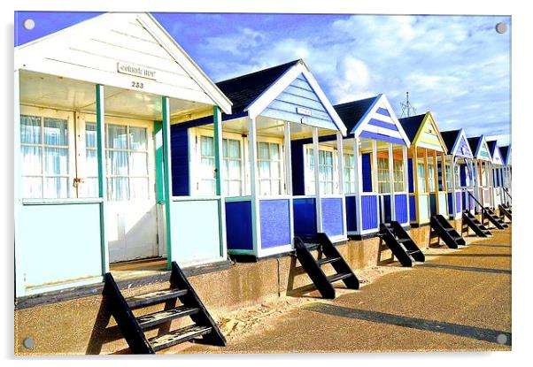  Southwold bright beach huts Acrylic by Sue Bottomley