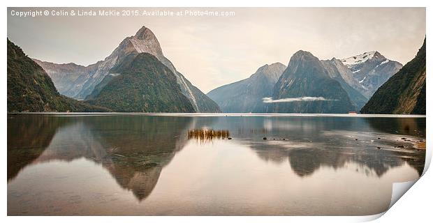 Mitre Peak, Milford Sound, in Early Morning Print by Colin & Linda McKie