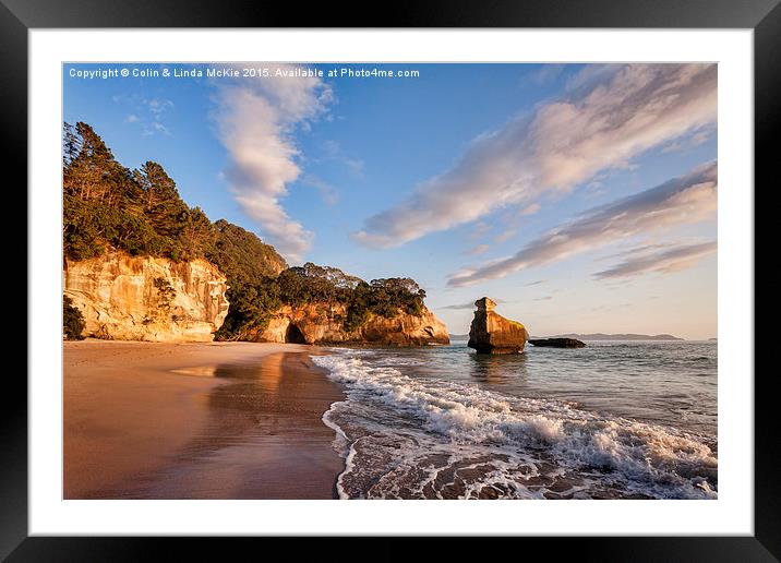 Cathedral Cove at Sunrise Framed Mounted Print by Colin & Linda McKie