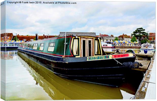 A Canal Narrowboat berthed on the Shropshire Union Canvas Print by Frank Irwin