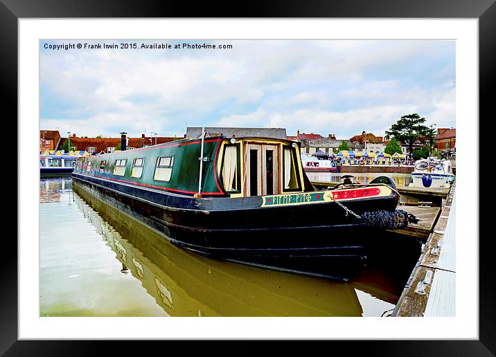 A Canal Narrowboat berthed on the Shropshire Union Framed Mounted Print by Frank Irwin