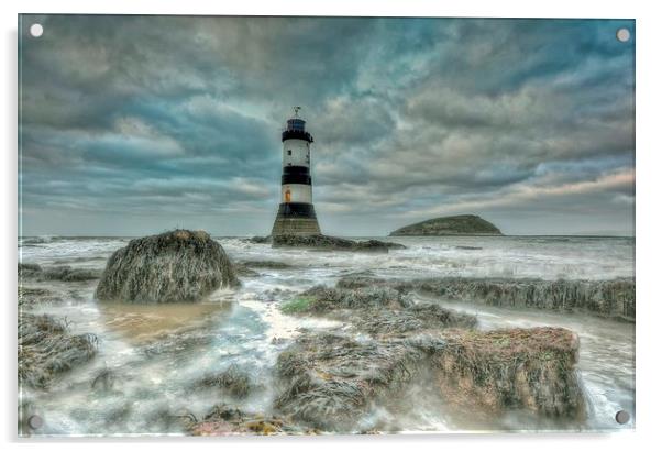 Trwyn Du Lighthouse Acrylic by Jason Green
