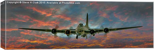 B-17 Flying Fortress At Sunset Canvas Print by Steve H Clark