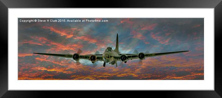  B-17 Flying Fortress At Sunset Framed Mounted Print by Steve H Clark