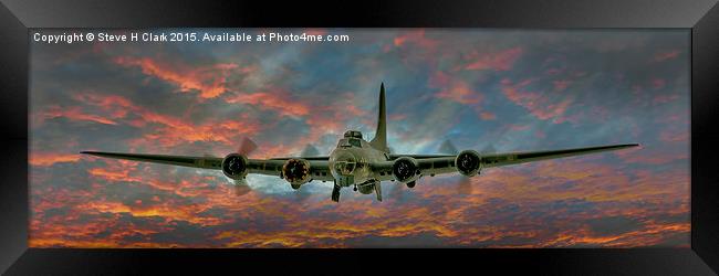  B-17 Flying Fortress At Sunset Framed Print by Steve H Clark