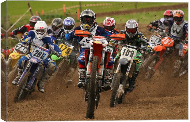  Motocross bikes Canvas Print by Oxon Images