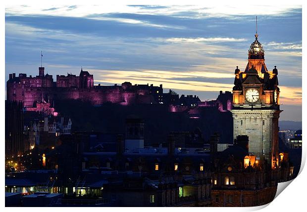  Classic Night Time Shot of Edinburgh Print by Ann McGrath
