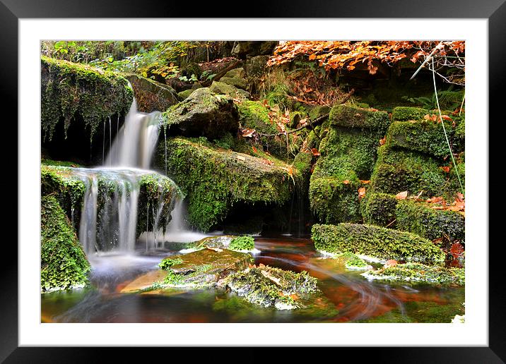  Waterfall Green Moss Framed Mounted Print by Shaun Cope