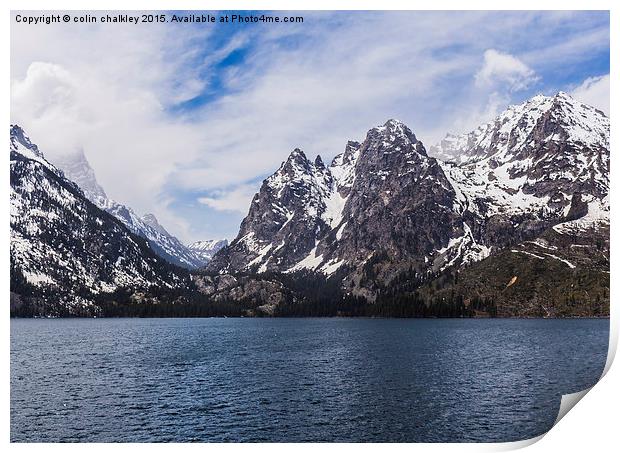  Jenny Lake in the Grand Teton National Park Print by colin chalkley