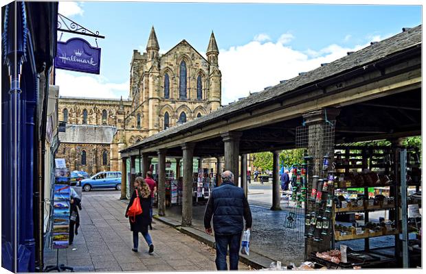 Hexham Abbey and the Shambles Canvas Print by Tom Gomez