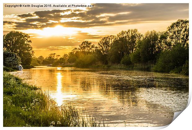 Sunset on the river Print by Keith Douglas