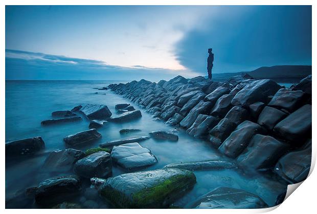  "Land" by Sir Antony Gormley at Kimmeridge Bay Print by Kevin Browne