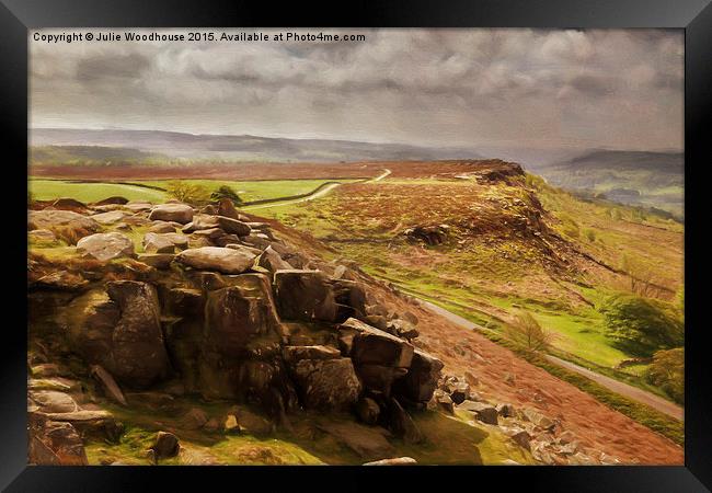 Curbar Edge and view towards Baslow Edge Framed Print by Julie Woodhouse