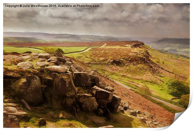 Curbar Edge and view towards Baslow Edge Print by Julie Woodhouse