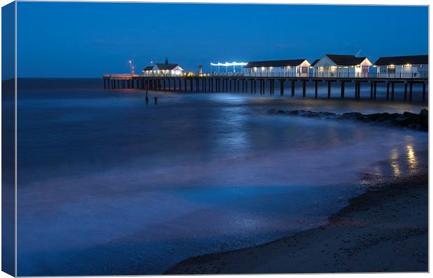  Southwold pier by night Canvas Print by Paul Nichols
