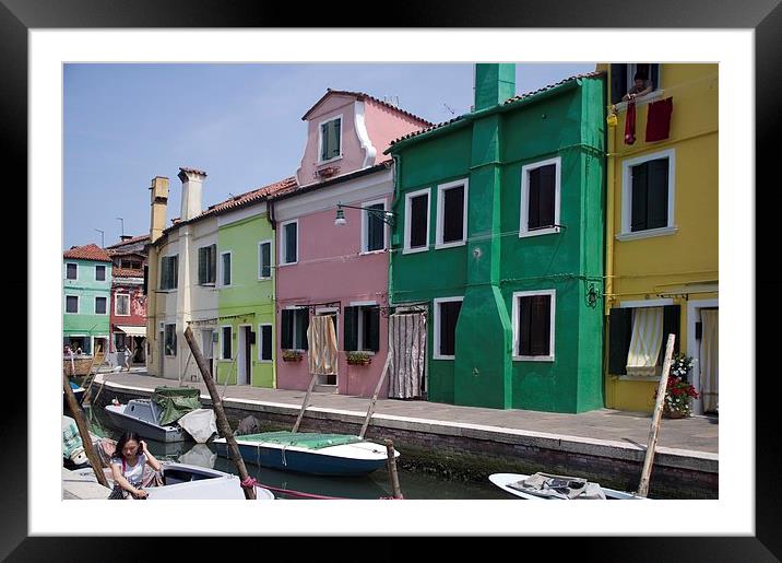  Colourful Burano Framed Mounted Print by Steven Plowman
