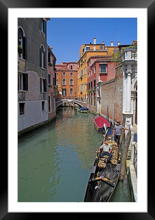  Gondola on the canal Framed Mounted Print by Steven Plowman