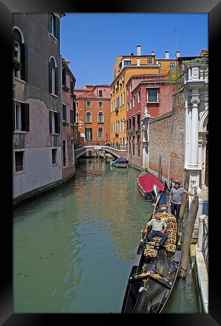  Gondola on the canal Framed Print by Steven Plowman