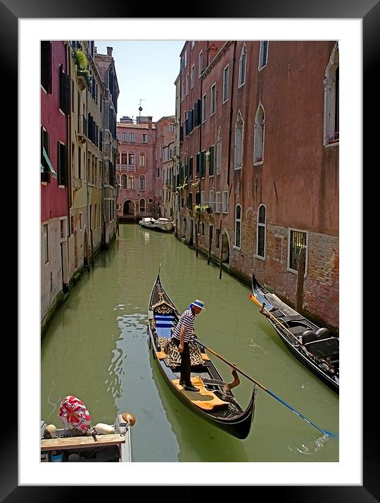  Boating on the canals of Venice Framed Mounted Print by Steven Plowman