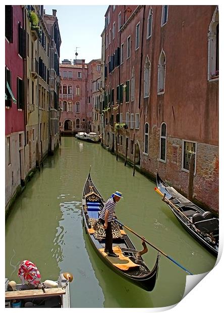  Boating on the canals of Venice Print by Steven Plowman