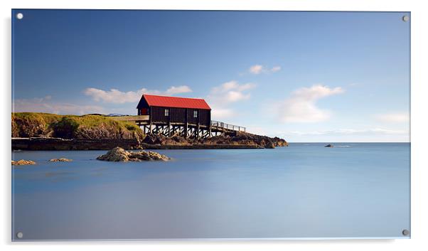 Dunaverty Bay Boathouse Acrylic by Grant Glendinning