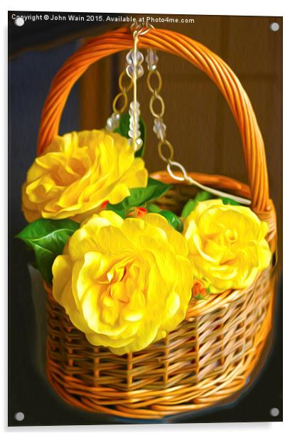 Rose Basket Acrylic by John Wain