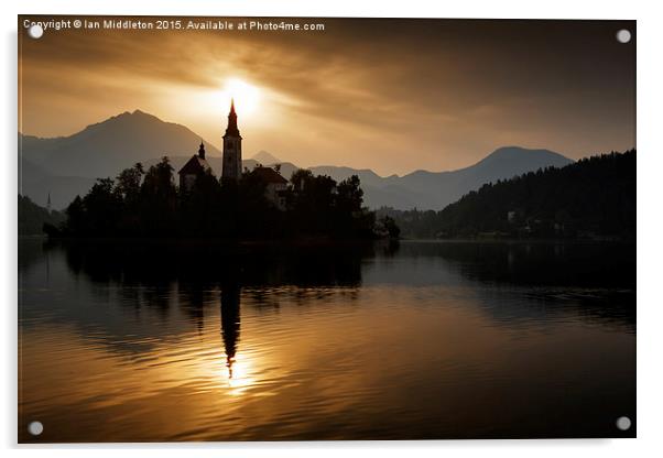 Sunrise at Lake Bled Acrylic by Ian Middleton