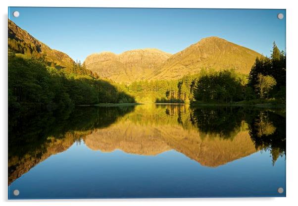  Glencoe Lochan reflections in summer Acrylic by Stephen Taylor
