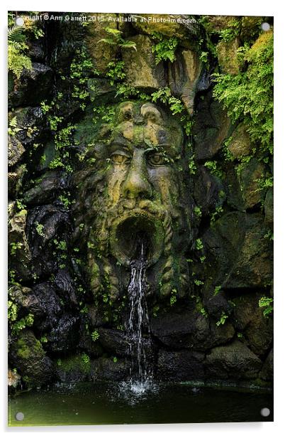 The Green Man Fountain Acrylic by Ann Garrett