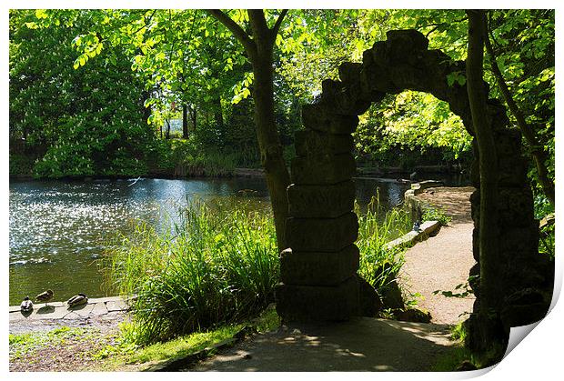  archway by the lake Print by michael swords