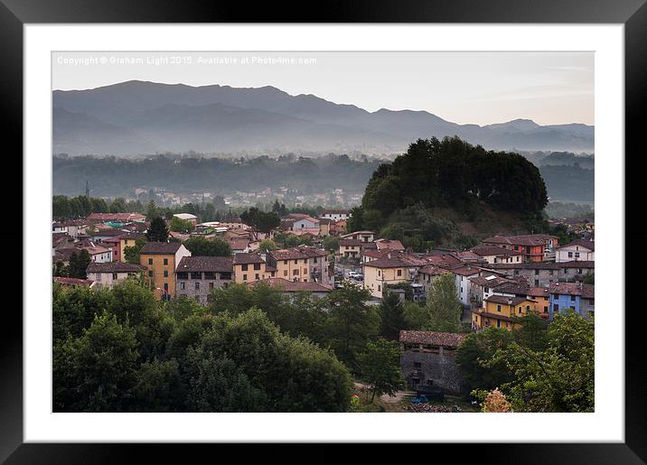 Early morning mist in the Sercio vally and Appenin Framed Mounted Print by Graham Light