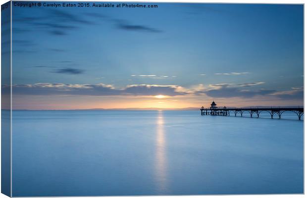 Sunset at Clevedon Pier Canvas Print by Carolyn Eaton