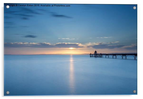 Sunset at Clevedon Pier Acrylic by Carolyn Eaton