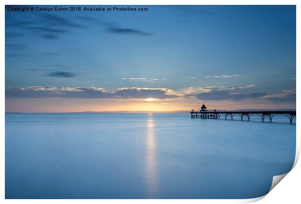 Sunset at Clevedon Pier Print by Carolyn Eaton