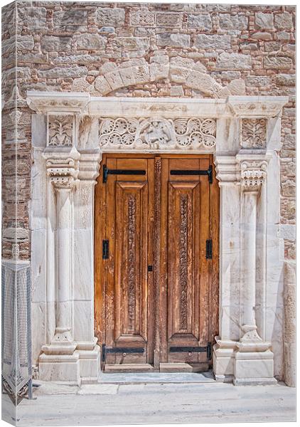 Wooden Doors With Marble Doorway Canvas Print by Antony McAulay