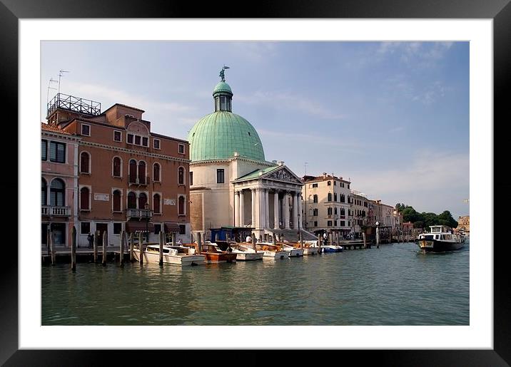  Water taxis in Venice Framed Mounted Print by Steven Plowman