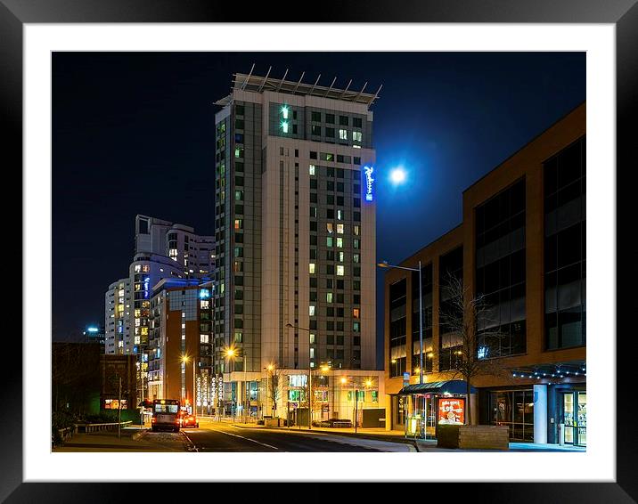  Cardiff City Night Framed Mounted Print by Dean Merry