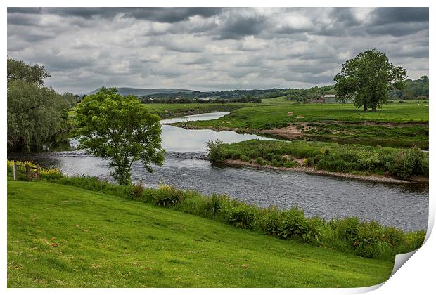  River Ribble from Ribchester Print by Peter Stuart