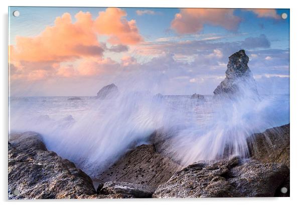 Crashing waves, Dorset coast, near Lulworth Acrylic by David Ross