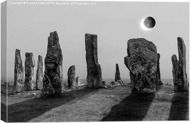 Solar Eclipse Callanish Standing Stones Canvas Print by David Forster