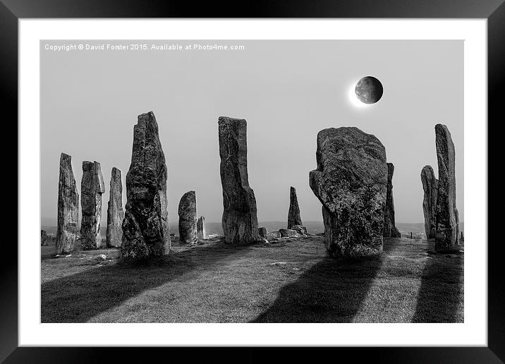 Solar Eclipse Callanish Standing Stones Framed Mounted Print by David Forster