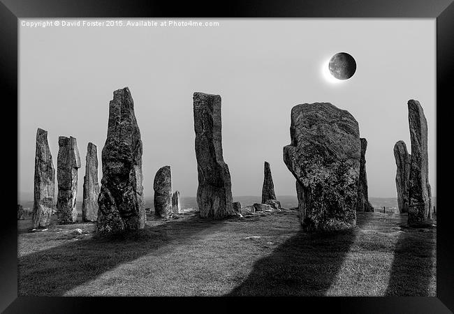 Solar Eclipse Callanish Standing Stones Framed Print by David Forster