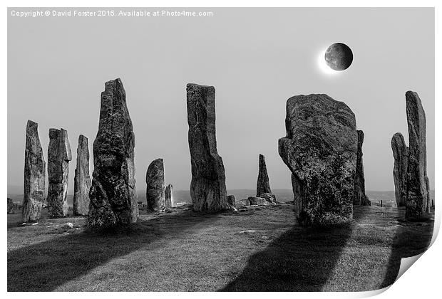 Solar Eclipse Callanish Standing Stones Print by David Forster